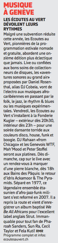 Ecoutes Au Vert / Genève / Aventures sonores au grand air! / <em>Modifier Page de base</em> Presse